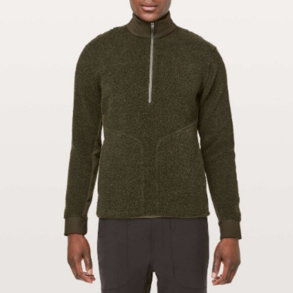lululemon athletica Other - Lululemon Tundra Trek 1/2 Zip Heathered Dark Olive large l jacket sherpa fleece